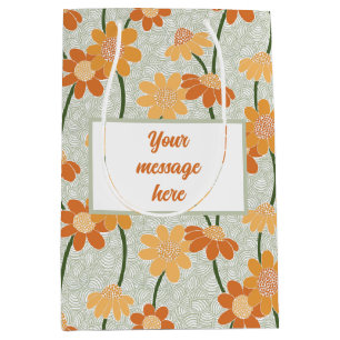 Pretty retro muted 1970s flowers medium gift bag