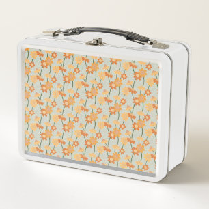 Pretty retro muted 1970s flowers metal lunch box