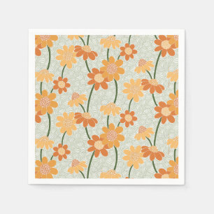 Pretty retro muted 1970s flowers napkin