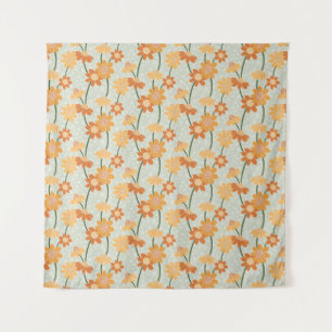 Pretty retro muted 1970s Flowers Tapestry