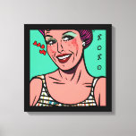 Pretty Retro Pop Art XOXO Canvas Print<br><div class="desc">Retro pop art style women with hearts. Love you. xoxo</div>