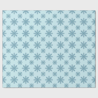 Pretty retro snowflake pattern blues watercolor wrapping paper