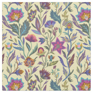 Pretty retro Victorian pattern l Yellow flowers Fabric