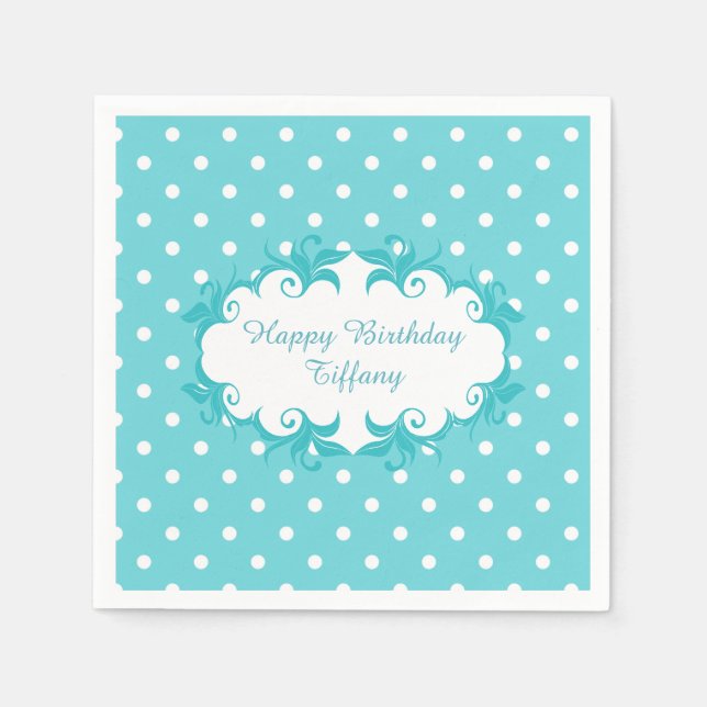 Pretty Robins Egg Blue Polka Dot Paper Napkins (Front)
