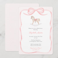 Pretty Rocking Horse Pink Bow Girl Baby Shower