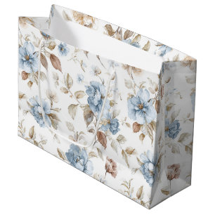Pretty Romantic Blue Flowers Wedding Large Gift Bag