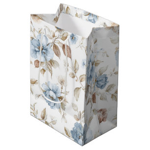 Pretty Romantic Blue Flowers Wedding Medium Gift Bag