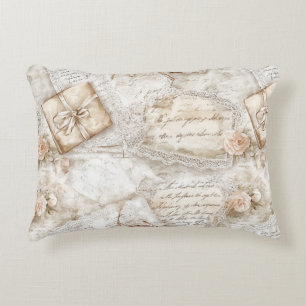 Pretty Romantic Love Letters Blush Roses Accent Pillow