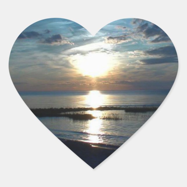 Pretty romantic Ocean Sunset Heart Heart Sticker (Front)