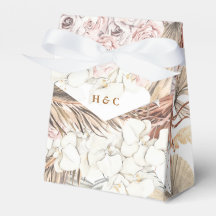Pretty Romantic Pampas Dried Grass Floral Wedding Favor Box