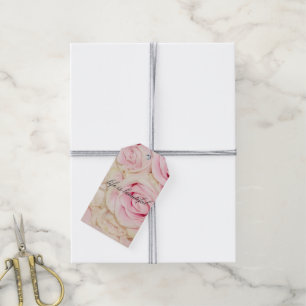 Pretty romantic pink cream roses gift tags
