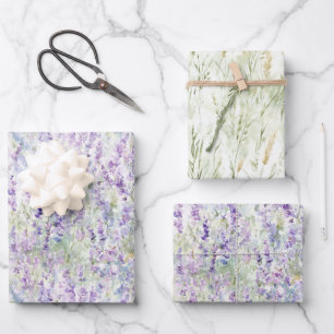 Pretty Romantic Purple Flowers Bridal Shower Wrapping Paper Sheet