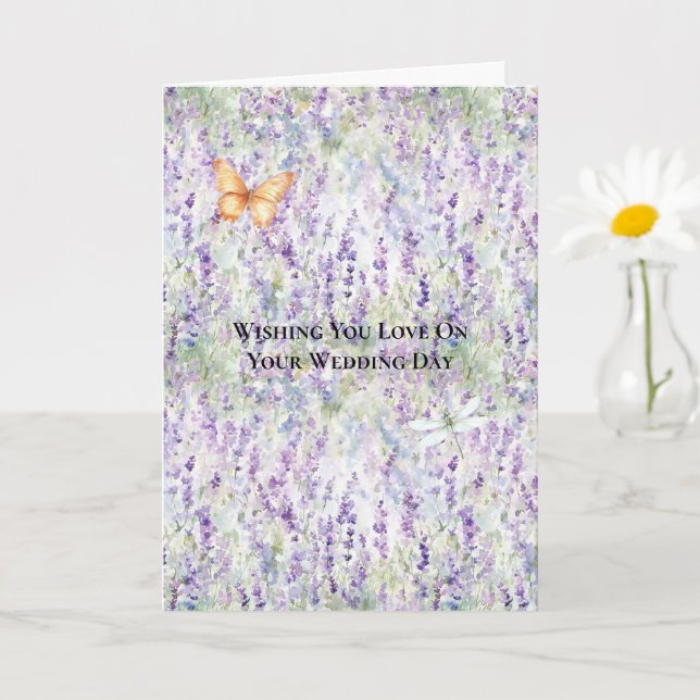 Pretty Romantic Purple Flowers Wedding Card (Small Plant)