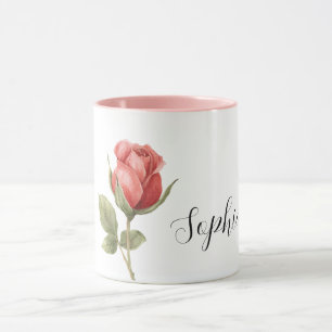 Pretty Romantic Red Rose Flower Mug