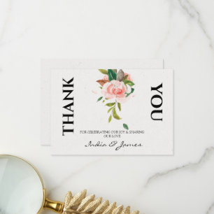 Pretty Rose and foliage  Wedding Thank you Card