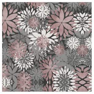 Pretty rose gold floral illustration pattern fabric