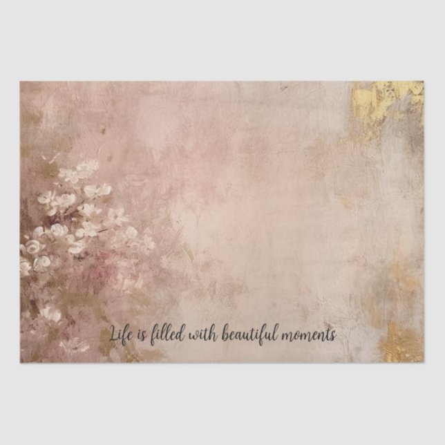 Pretty Rose Gold Paint Floral Tissue Paper (Front)