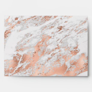 Pretty Rose Gold White Glitzy Marble  Envelope