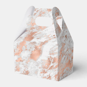 Pretty Rose Gold White Glitzy Marble      Favor Box