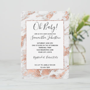 Pretty Rose Gold White Glitzy Marble Invitation