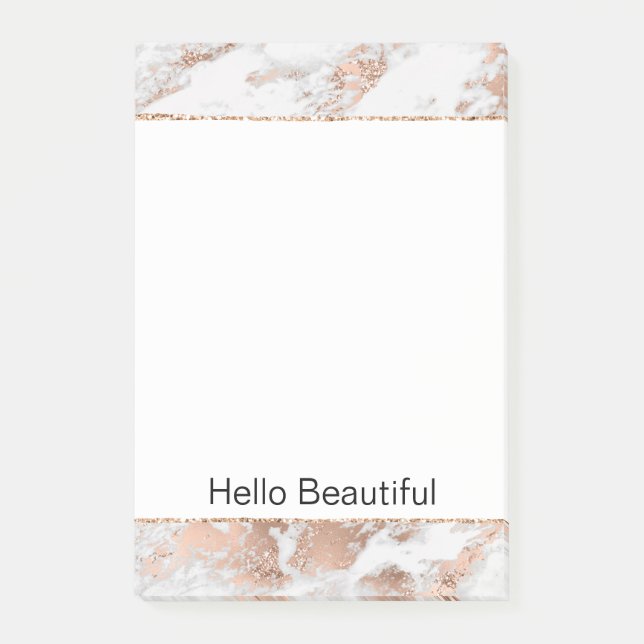Pretty Rose Gold White Glitzy Marble    Post-it Notes (Front)