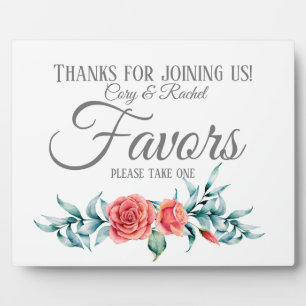 Pretty Roses & Eucalyptus Bouquet Wedding Favours  Plaque