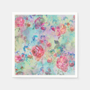 Pretty roses floral paint watercolors design napkin