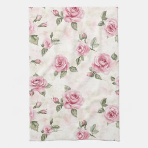 Pretty Roses Floral Pink   Kitchen Towel