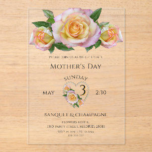 Pretty Roses Flowers Mother's Day Acrylic Invitations