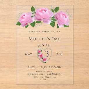 Pretty Roses Mother's Day Celebration Acrylic Invitations