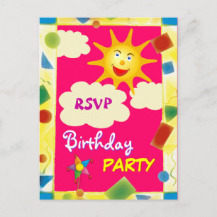 Pretty RSVP - BIRTHDAY PARTY postcard