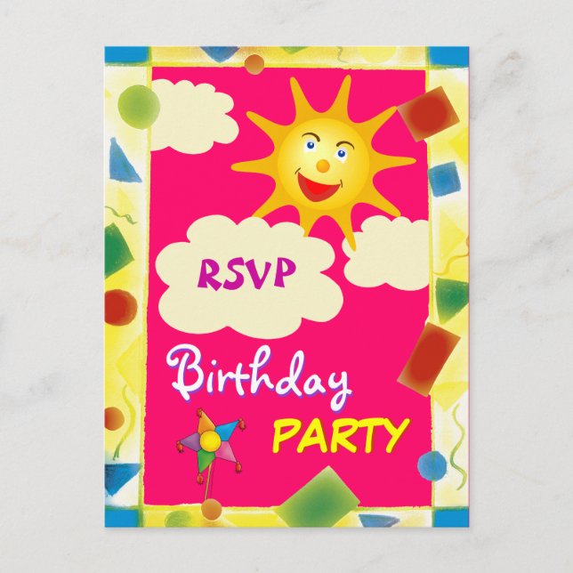 Pretty RSVP - BIRTHDAY PARTY postcard (Front)