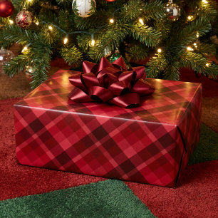Pretty Ruby Red Plaid Pattern Wrapping Paper