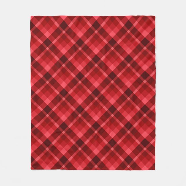 Pretty Ruby Red Plaid Print Medium Fleece Blanket (Front)