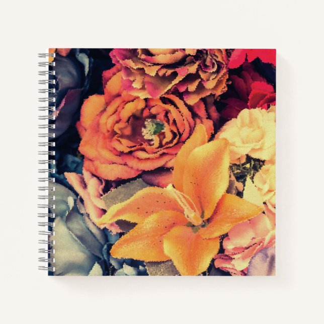 Pretty rustic autumn flowers orange notebook (Front)