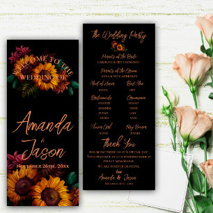Pretty Rustic Burnt Orange Floral Wedding Program