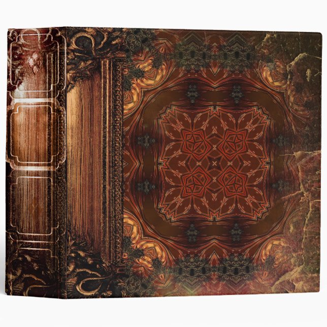 Pretty Rustic Faux Brown Leather Ancient Tome Binder (Front/Spine)