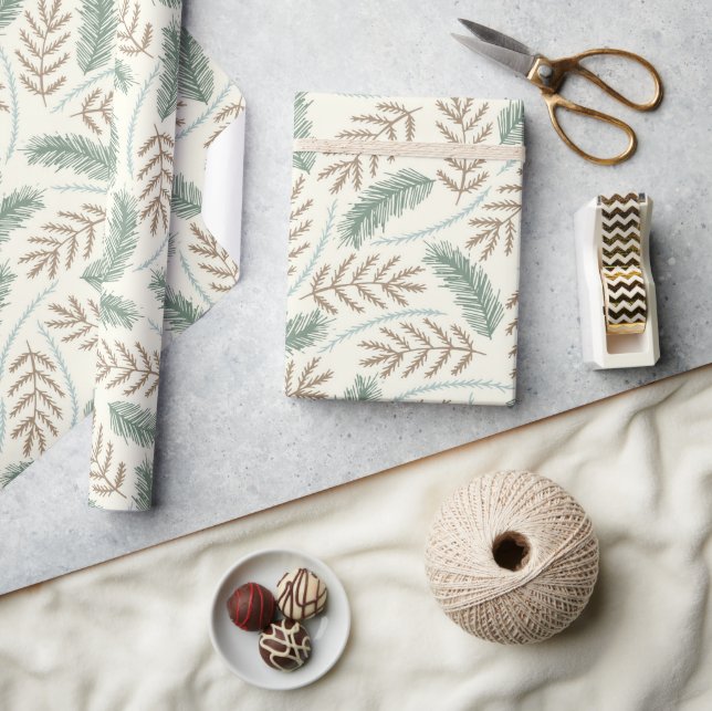 Pretty Rustic Woodland Nature Pattern Christmas Wrapping Paper (Crafts)