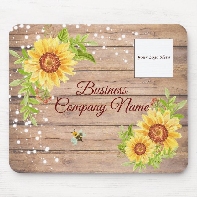 Pretty Rustic Yellow Sunflower Custom Business Mou Mouse Pad (Front)