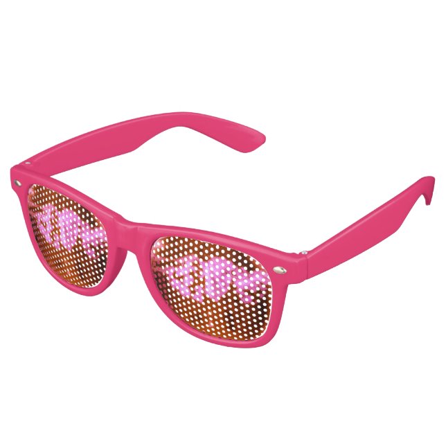 PRETTY RUSTY PINK ORANGE HEARTS SUNGLASSES (Angled)
