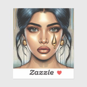 Pretty Sad Woman with Gold Tear