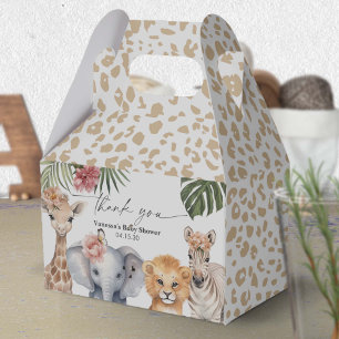 Pretty Safari Baby Animals Baby Girl Shower Favor Box