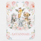 Pretty Safari Jungle Animals Pink Gold Floral Girl