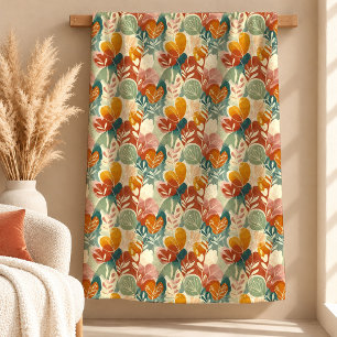 Pretty Sage Dusty Green Floral Boho Blanket