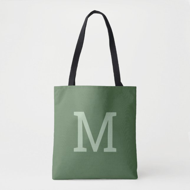 Pretty Sage Green Monogramme Sac fourre-tout initi (Devant)