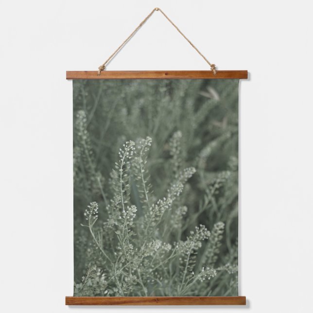 Pretty Sage Greenery Wild Botanical Nature Scroll Hanging Tapestry (Front)