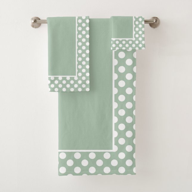 Pretty Sage Vert Polka Pot Blanc (En situation)