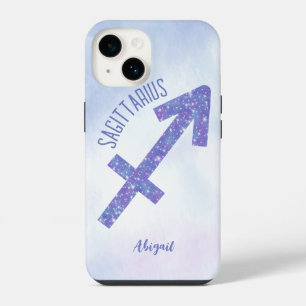 Pretty Sagittarius Sign Personalized Purple iPhone 14 Case