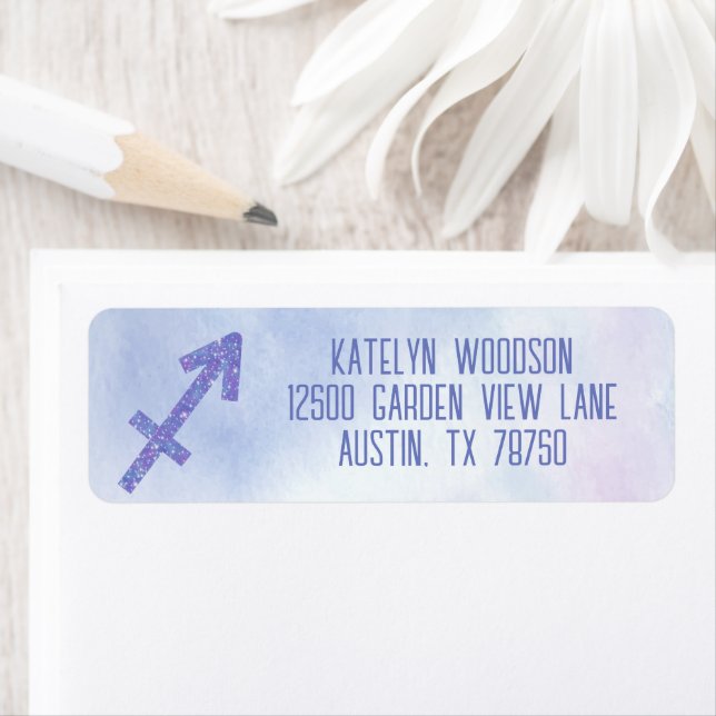 Pretty Sagittarius Sign Purple Return Address (Insitu)