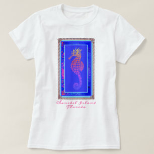 Pretty Sanibel Island Florida Colourful Seahorse T T-Shirt